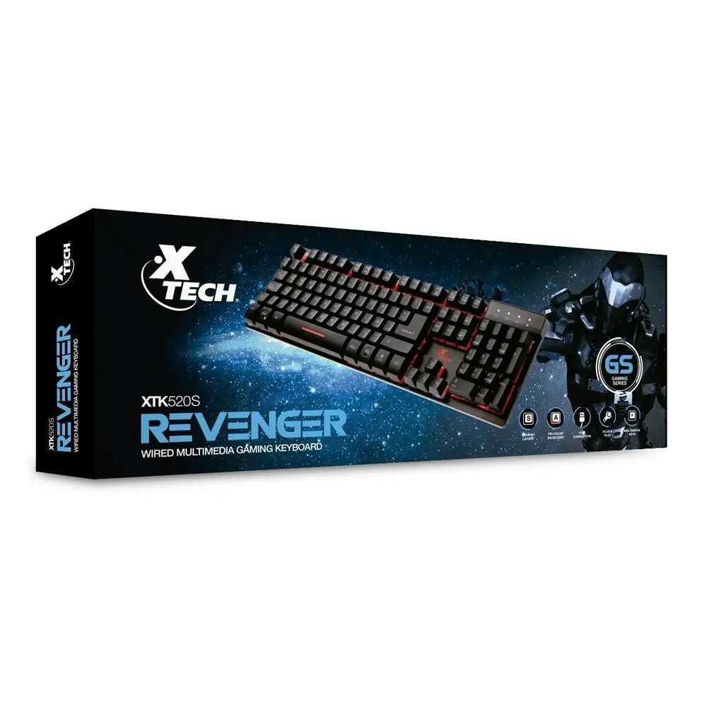 TECLADO GAMING XTECH CON ILUMINACIÓN LED XTK-520S